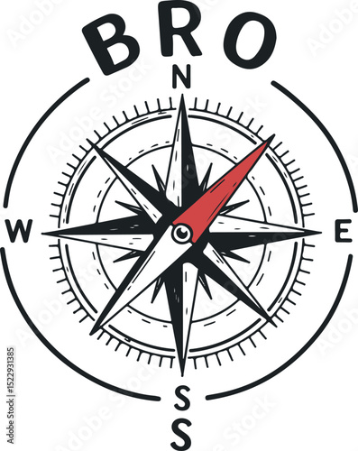 Brotherhood Compass Vector Graphics - Silhouette Clipart Design Elements
