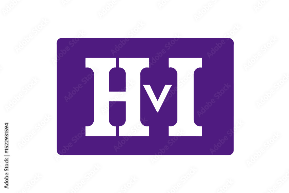 Fototapeta premium HVI Purple Logo-Modern Business Icon-HV Investment Company Branding-Professional Graphic Design-Creative Visual Identity-Corporate Symbol-Vector Illustration