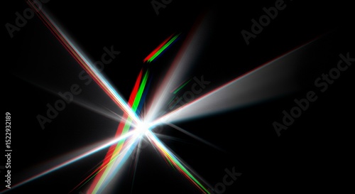 Abstract Light Burst with Red, Green, and Blue Lines on Black