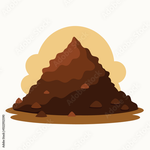 Illustrated Brown Mound, Small Rocks, and Tan Backdrop Natural Landform Depiction