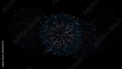 unique fireworks animation with fire explosions forming the pattern of the United States flag, animated footage video isolated on black background.
