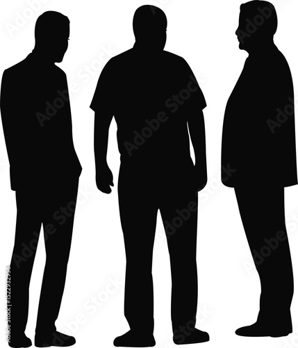 three men making chat, silhouette vector