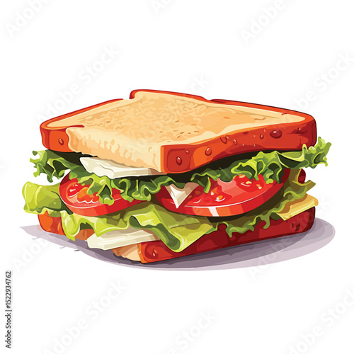 Professional Sandwich Design for Healthy Food Menu Icon Vector Illustration