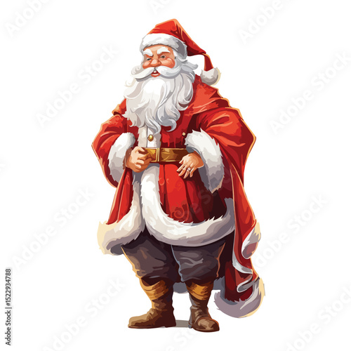 Traditional Santa Claus Christmas Illustration Wearing Clothes for Festive Season