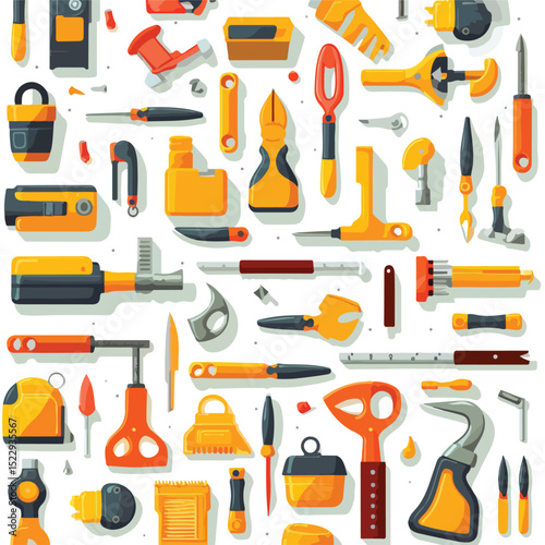 Professional Tools Background Cartoons Vector Illustration for Graphic Design Projects