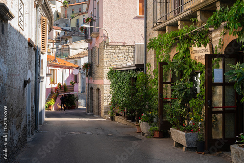 view of the center of Pietrapertosa village inside the Dolomiti Lucane, Potenza province, Basilicata