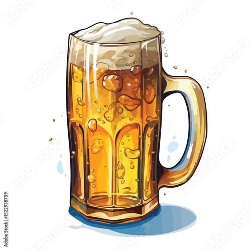Refreshing Cold Beer Cup Vector Illustration for Advertising and Promotions