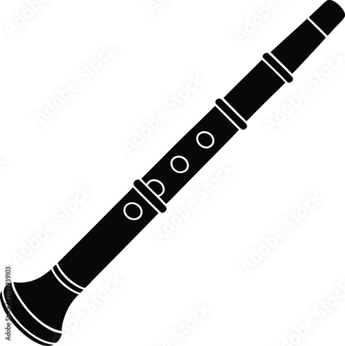 Minimal Bansuri Flute Silhouette - Traditional Indian Vector Art