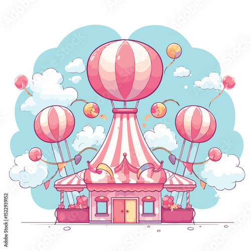 Colorful Cotton Candy Carnival Fair Icon for Festive Designs