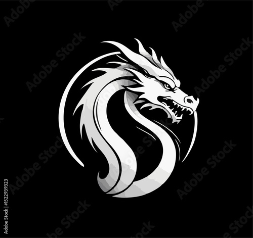 Dragon Logo Design, Chinese belief legend animal illustration