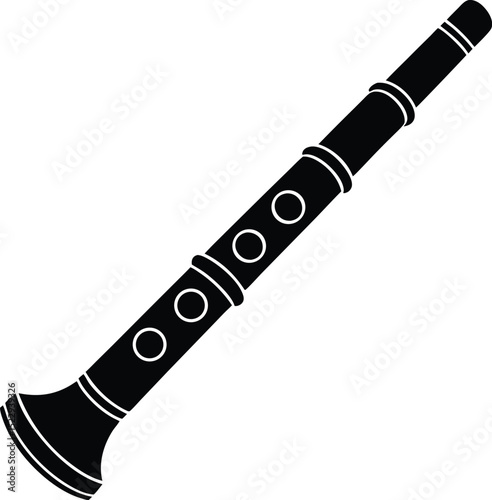 Traditional Bansuri Vector Silhouette with Clean Black Layout
