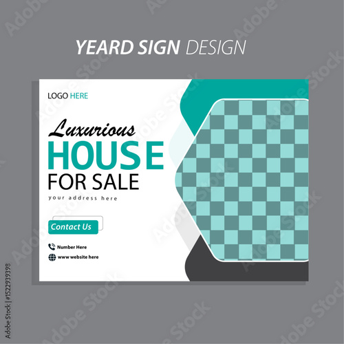 Modern Real Estate Yard Sign Vector Template for House for Sale or Open House Promotion