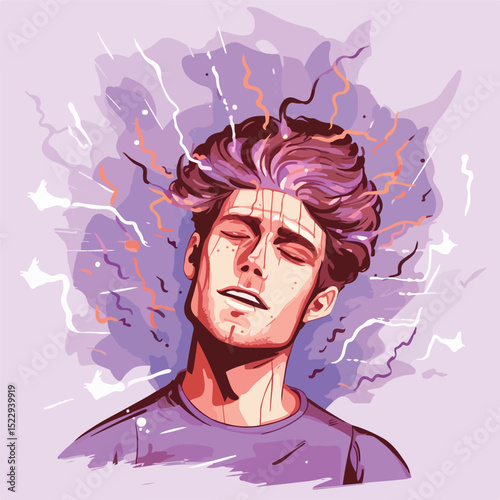Illustration of a Man Experiencing Seizures on Epilepsy Day for Medical Awareness