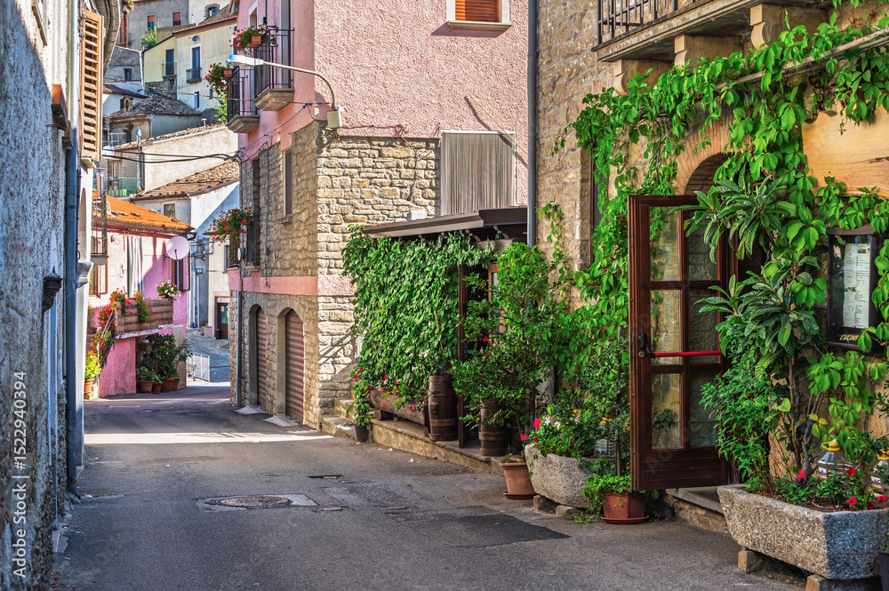Obraz premium view of the center of Pietrapertosa village inside the Dolomiti Lucane, Potenza province, Basilicata