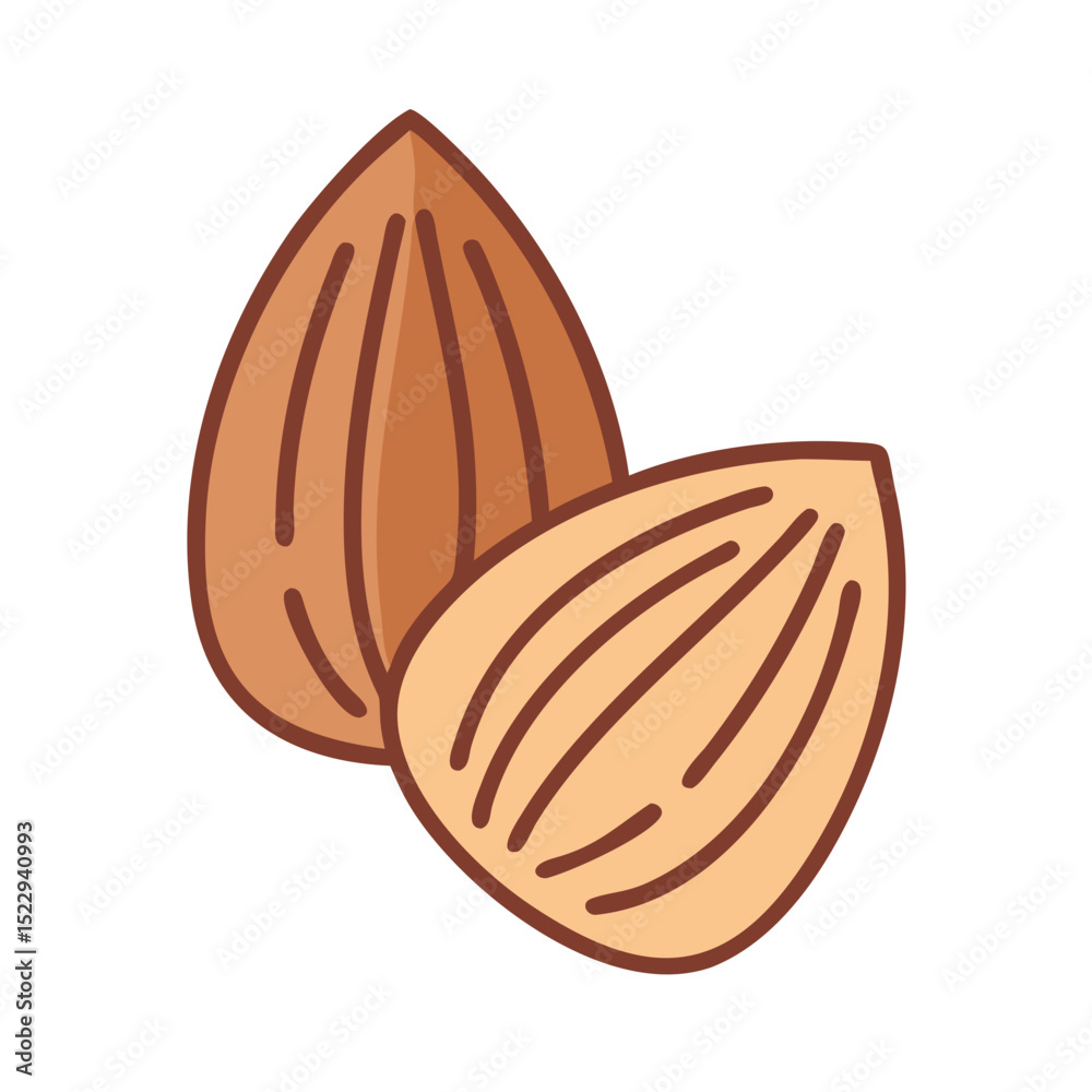 Obraz premium Almond nuts illustrated in a simple and minimalist style