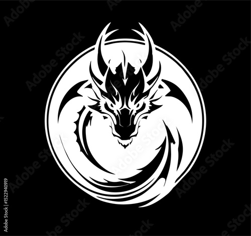 Dragon Logo Design, Chinese belief legend animal illustration