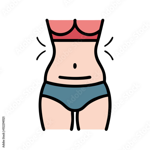 Slim female figure in bikini showing fitness and health awareness  