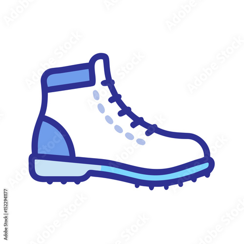 Hiking boot illustration in blue and white color design  