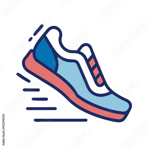 Colorful running shoe silhouette in motion with dynamic lines  