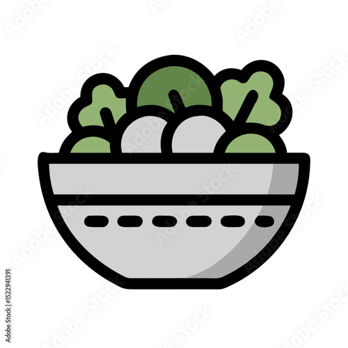 Salad bowl filled with fresh greens and vegetables in simple style  