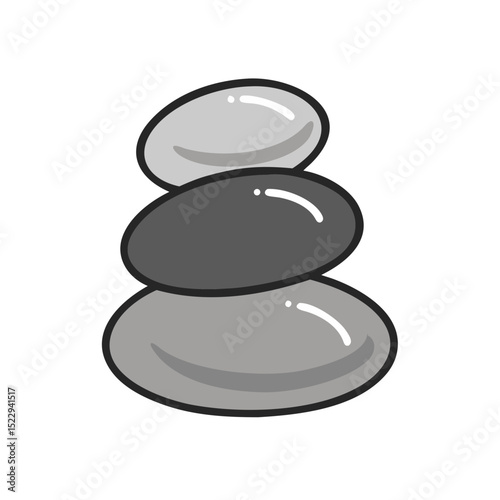 Stacked smooth stones in minimalistic design on white background  