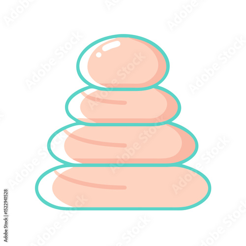 Stacked smooth stones in minimalist style on a white background  