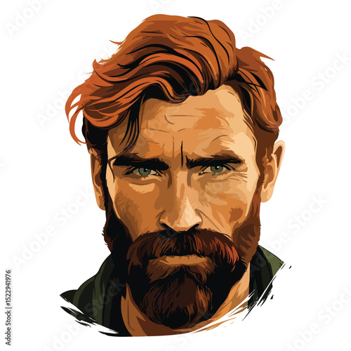 Detailed Irish Man Face Vector Illustration for Graphic Design Projects
