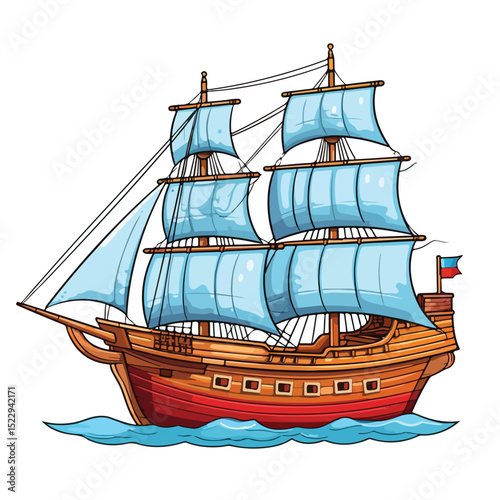 Detailed Isolated Ship Toy Design for Creative Projects - Stock Vector Illustration