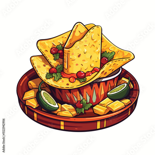 Mexican Culture and Cuisine Cartoon of a Mariachi Hat on White Background