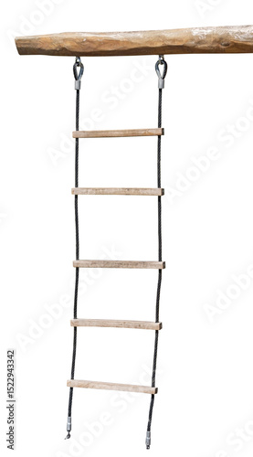 hanging ladder on the metal rope on white