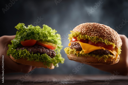 healthy food vs junk food concept