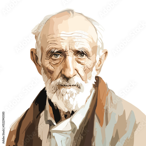 Detailed Old Man Vector Illustration for Professional Design Projects