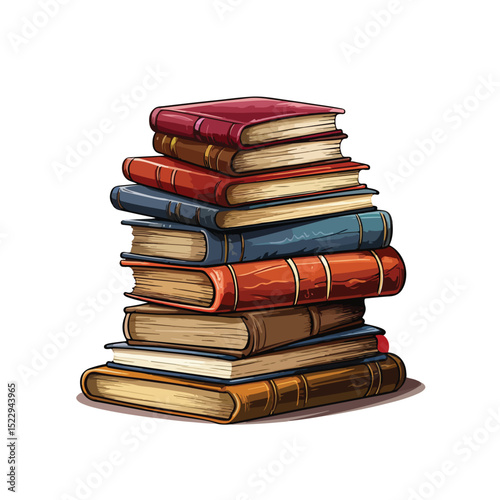 Collection of Isolated Vector Illustrations of Stack of Text Books for Educational Concepts