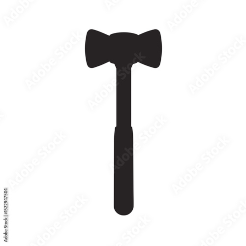Close up view of a hammer.  Black silhouette of construction tool on white background.  This image is perfect for design projects related to building materials and construction industry.