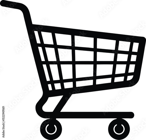 Vector Illustration of a Classic Wire Shopping Cart vector silhouette illustration