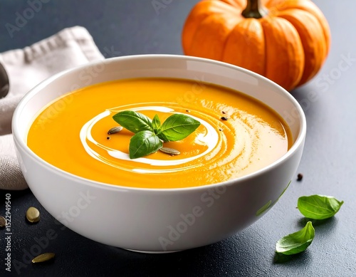 Creamy pumpkin soup in a bowl (2)