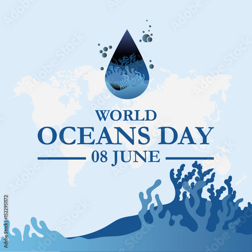  save our oceans. World oceans day design. World oceans day, 8 June oceans day. World Oceans day social media post design. abstract vector illustration design