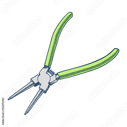 Hand Drawn Round Nose Pliers Illustration