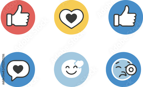Like and dislike icon set: web button symbols for internet concept design vector illustration