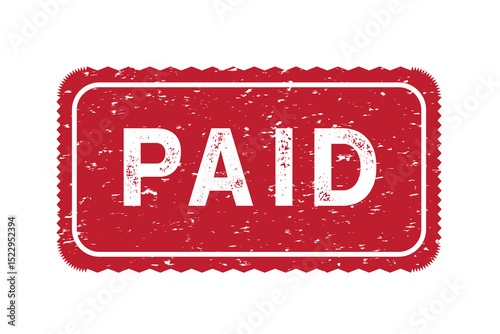 Red grunge paid stamp with double border circular design