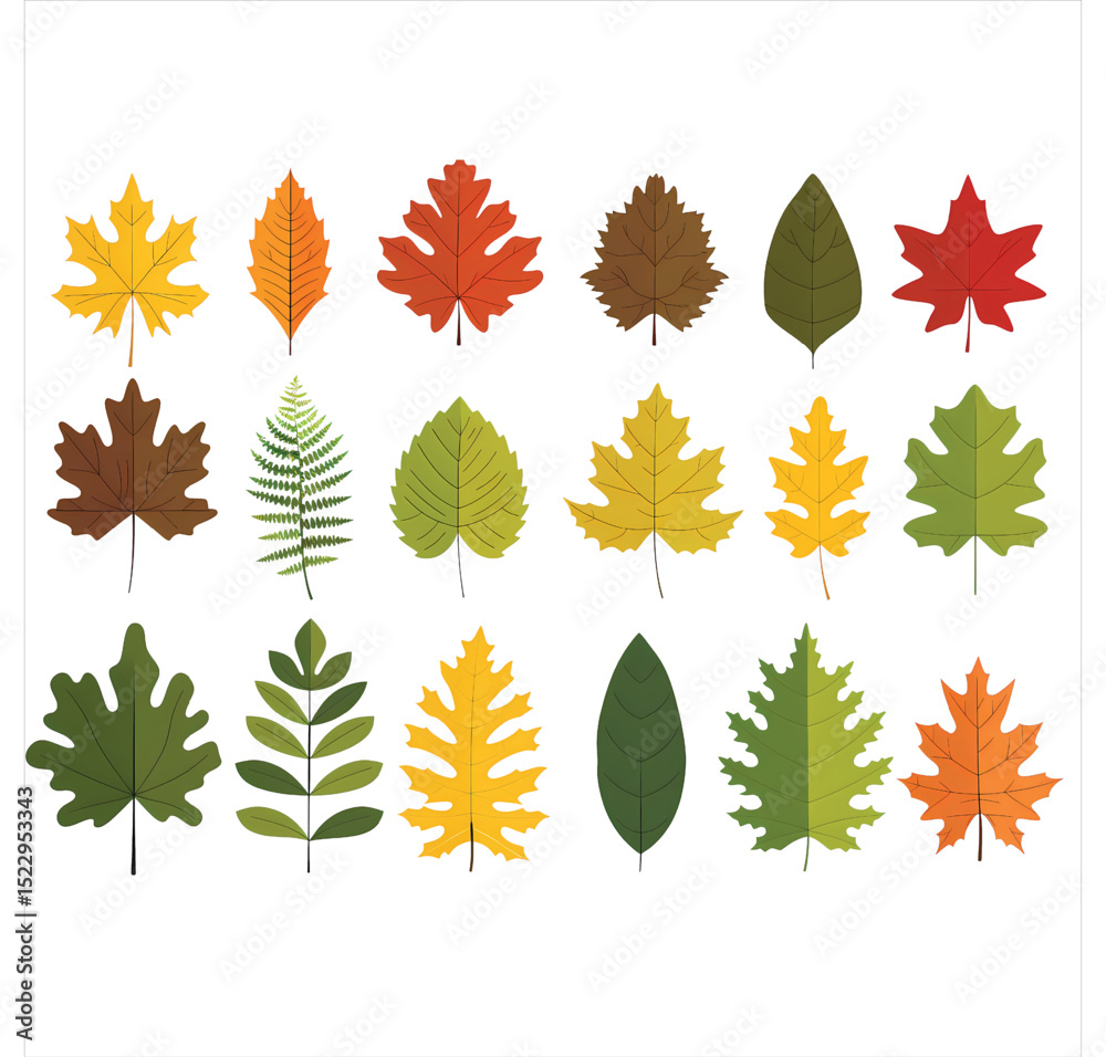 Fototapeta premium Tree Leaf Illustration Pack - Nature and Forest Elements Clip transparent background