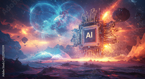 AI-Powered Artistic Landscape Futuristic Digital Art