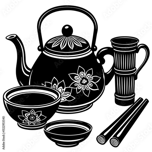 teapot and cups