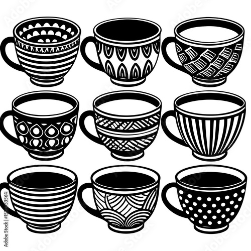 set of coffee cups vector