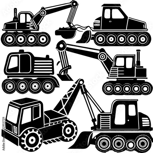 set of construction machines