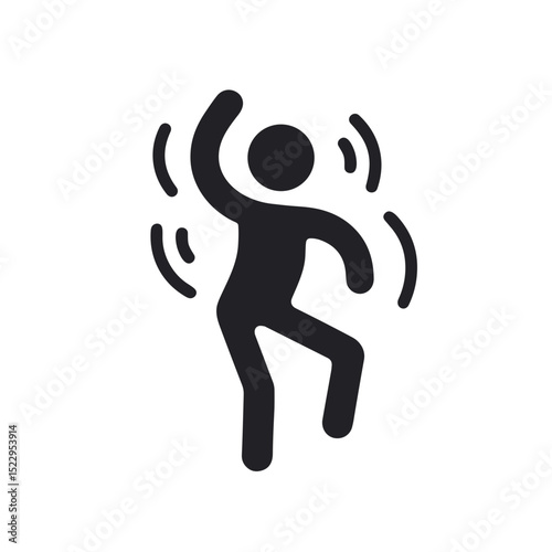 Dancing figure silhouette in dynamic pose with motion lines  