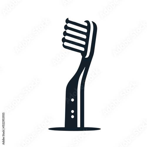 Toothbrush with bristles in minimalist black design  