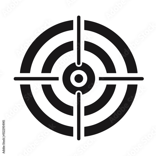 Black target symbol with concentric circles and crosshairs  