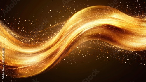 Abstract golden flowing waves design.