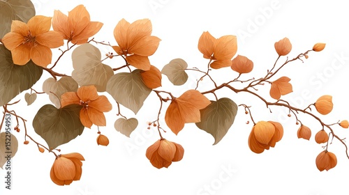 Delicate orange leaves on a vine, showcasing autumn's beauty.